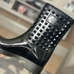 Valentino Black Rain Boots SIZE 10